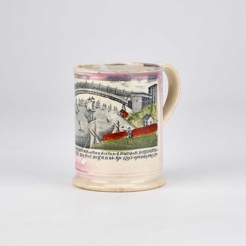 118 - A 19TH CENTURY SUNDERLAND LUSTRE POTTERY FROG MUG of cylindrical form, painted and coloured with 'Vi... 