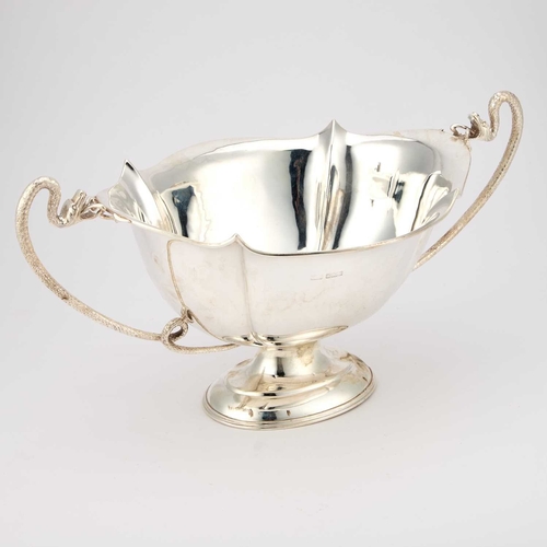 434 - A LARGE GEORGE V SILVER TWO-HANDLED BOWL by R F Mosley & Co (Robert Fead Mosley), Sheffield 1911... 