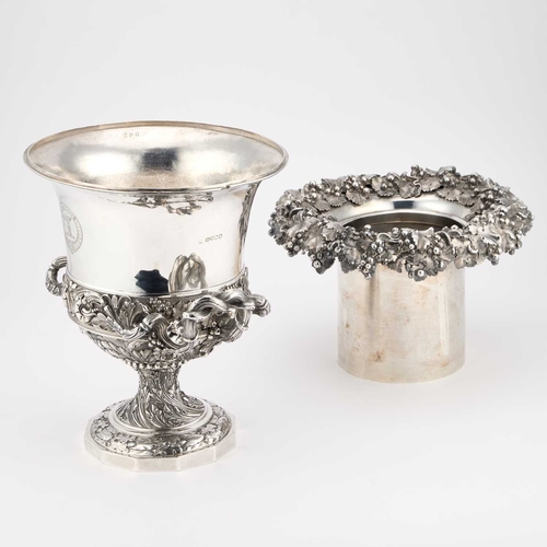 495 - A MAGNIFICENT GEORGE IV SILVER WINE COOLER by William Eley II, London 1824, of elegant campana form,... 