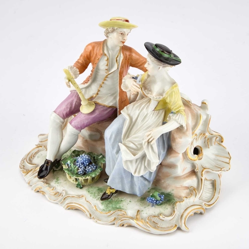 98 - A LUDWIGSBURG PORCELAIN FIGURE GROUP EMBLEMATIC OF AUTUMN CIRCA 1770 modelled by Johann Wilhelm GÃ¶t... 