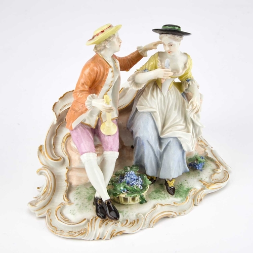 98 - A LUDWIGSBURG PORCELAIN FIGURE GROUP EMBLEMATIC OF AUTUMN CIRCA 1770 modelled by Johann Wilhelm GÃ¶t... 