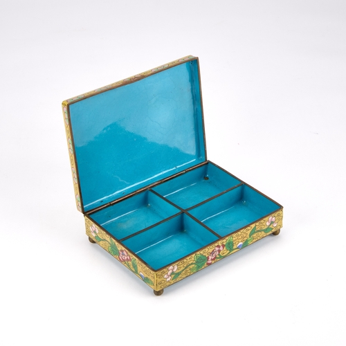 143 - A CHINESE CLOISONNE ENAMEL BOX 15.5cm wide