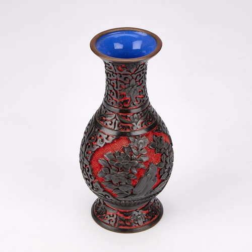 161 - A CHINESE CINNABAR LAQUER BALUSTER VASE 18cm high