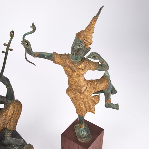 167 - TWO THAI BRONZE FIGURES (2) Tallest 39cm overall