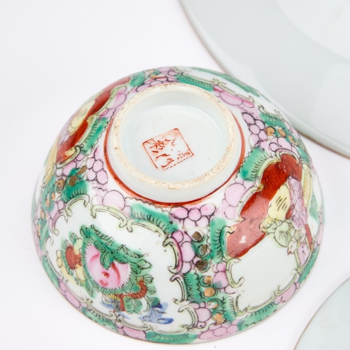 193 - A COLLECTION OF CHINESE FAMILLE ROSE PORCELAIN (6) Largest plate 25cm diameter