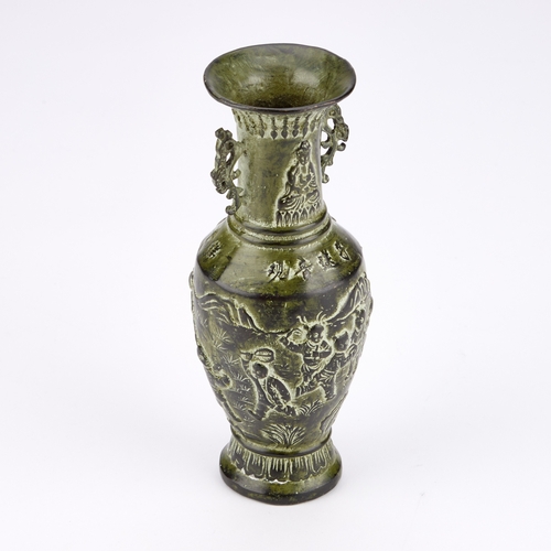 245 - A CHINESE PATINATED METAL VASE 19cm high