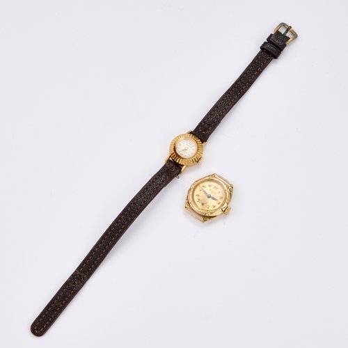 329 - AN AVIA 14 CARAT GOLD WATCH HEAD AND A CENTURION 18 CARAT GOLD CASED WATCH (2) First 23mm diameter, ... 