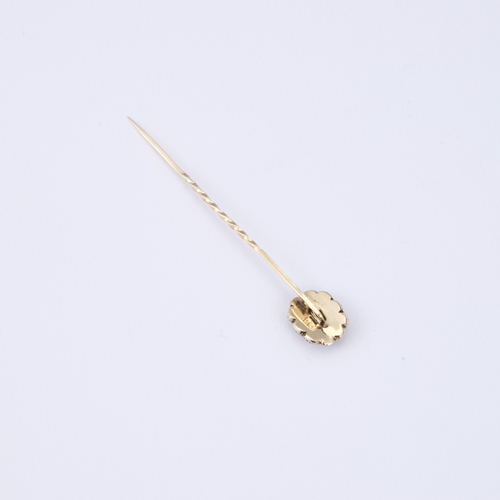 345 - A GEORGIAN LOVER'S EYE PORTRAIT MINIATURE STICK PIN the oval panel depicting the eye of a lady, with... 