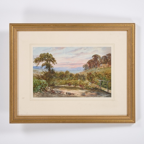 380 - JOHN WILSON HEPPLE (1886-1939) THE STREAM CROSSING Signed
Watercolour
 (21.5cm x 33.5cm)... 