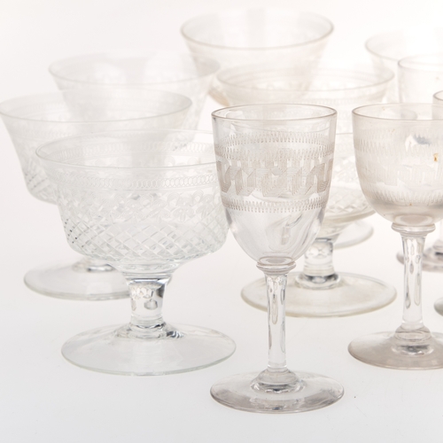 53 - A GROUP OF EARLY 20TH CENTURY ETCHED DRINKING GLASSES AND BOWLS (Two trays)