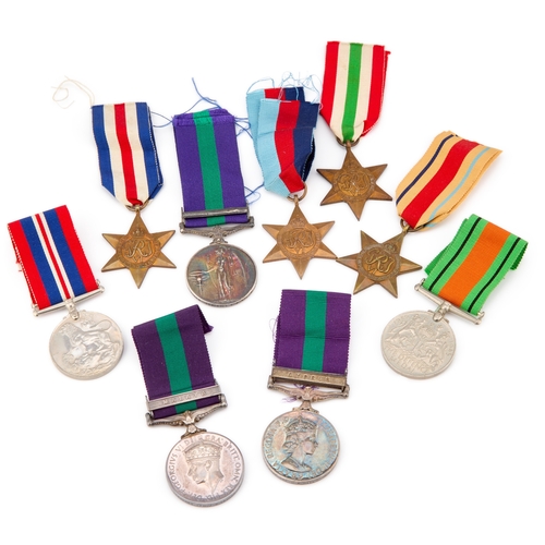 28 - THREE GENERAL SERVICE MEDALS (G.S.M) AND OTHERS the Second World War group comprising War Medal, Def... 
