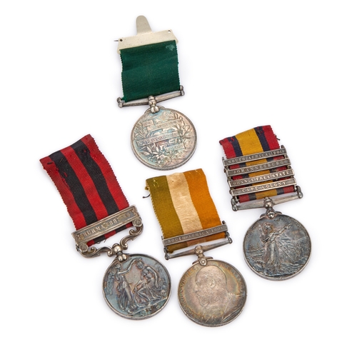 48 - A VICTORIA AND EDWARD VII MEDAL GROUP comprising a Queens South Africa Medal (Q.S.A) with South Afri... 