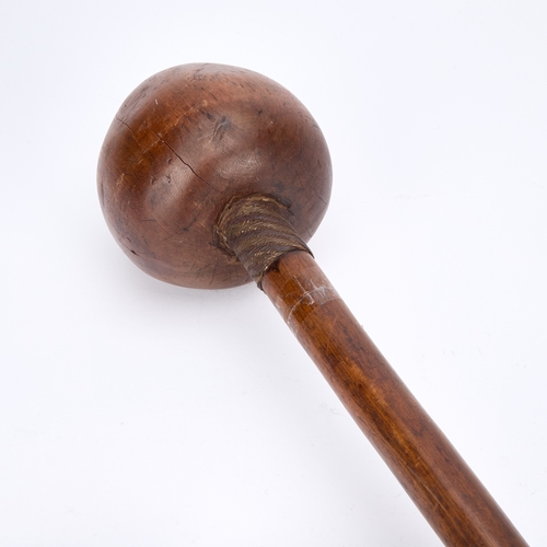 50 - TWO ZULU KNOBKERRIES each with a globular head and cylindrical shaft. (2) Longest 78cm