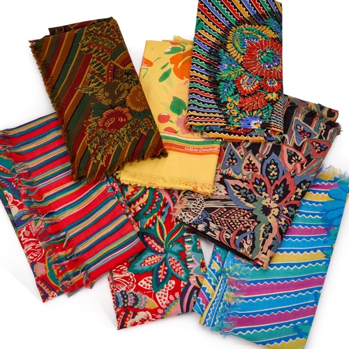 55 - A COLLECTION OF COLLER CAMPBELL SCARVES various designs and colours, including a 1985 dated scarf, 1... 