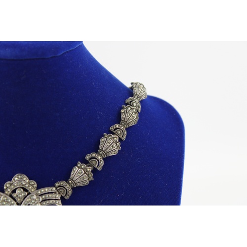 17 - Art deco silver marcasite necklace 41cm