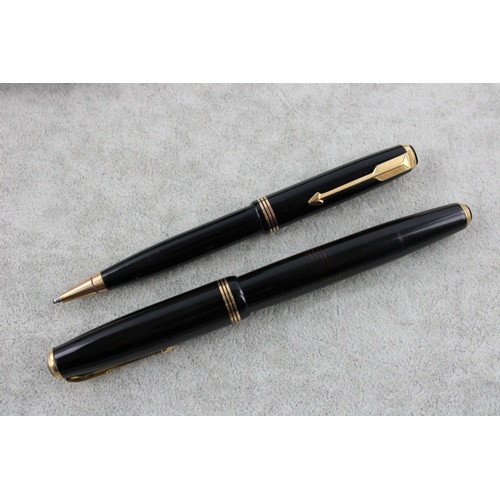 1094 - Vintage Parker vacumatic fountain pen w/ 14ct gold nib, pencil, box