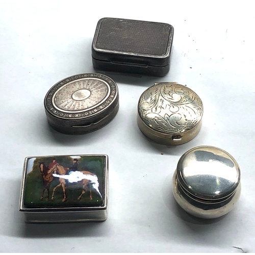 592 - 5 Vintage silver pill boxes