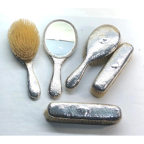 558 - 5 piece silver brush set London silver hallmarks