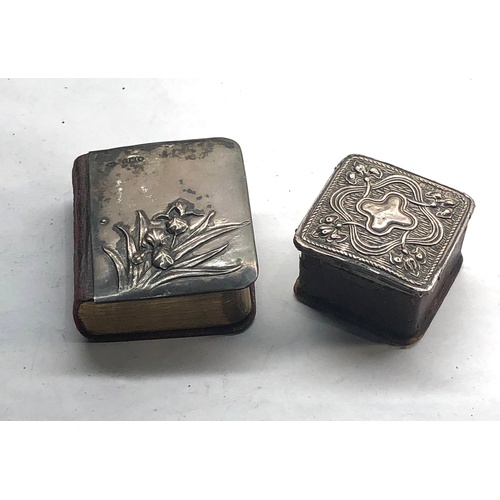 560 - Silver mounted hymn book and small box both full silver hallmarks book measures approx 5.5cm by 4.5c... 