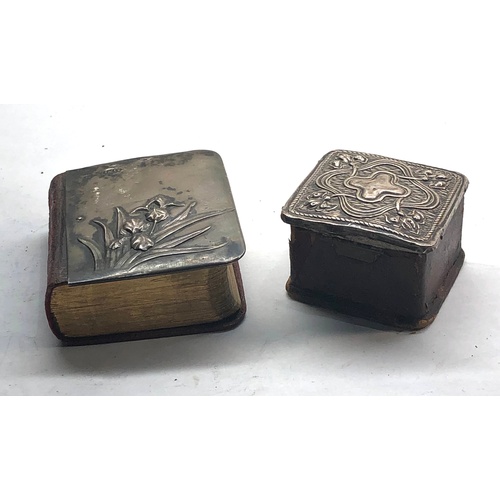 560 - Silver mounted hymn book and small box both full silver hallmarks book measures approx 5.5cm by 4.5c... 