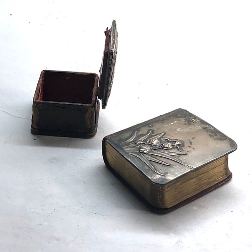 560 - Silver mounted hymn book and small box both full silver hallmarks book measures approx 5.5cm by 4.5c... 