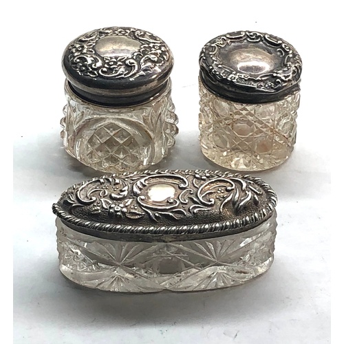 568 - 3 Antique silver top and glass jars