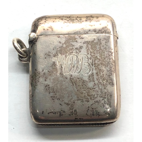 581 - Hallmarked silver vesta case Birmingham silver hallmarks engraved on front