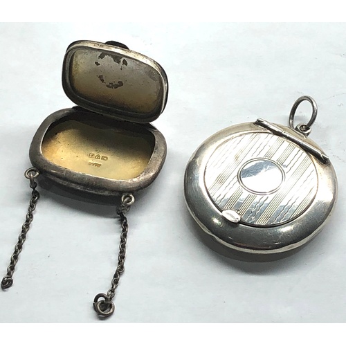 586 - 2 Silver miniature chatelaine compacts age related wear and marks