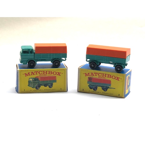 1080 - Matchbox Lesney Mercedes truck No1 and Mercedes trailer No2 Both in excellent condition look unplaye... 