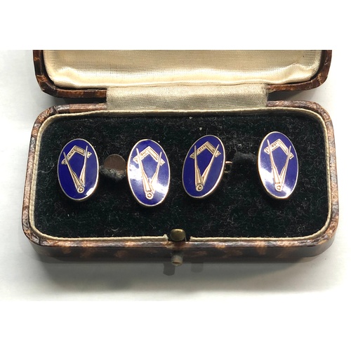 39 - Pair of gold and enamel masonic cufflinks each hallmarked 9.375 weight 9.5g