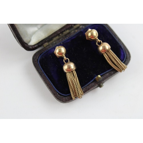 518A - Pair of boxed gold tassel earrings