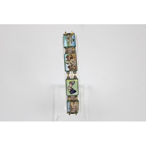 74 - Vintage finely detailed enamel Egyptian souvenir panel bracelet