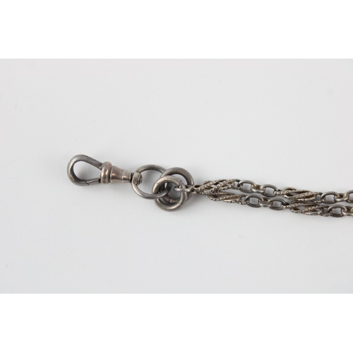 88 - Antique sterling silver fancy link guard chain (32g)