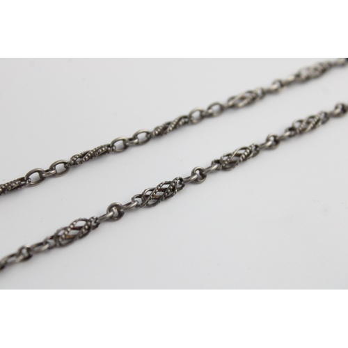 88 - Antique sterling silver fancy link guard chain (32g)