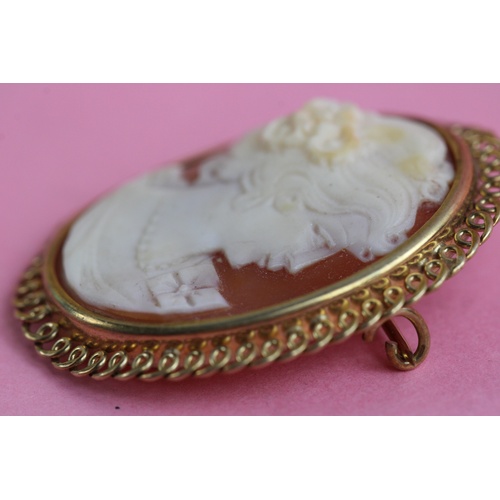 94 - 9ct gold classical profile cameo brooch (6g)