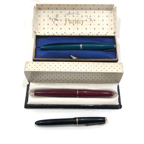 1098 - 3 x Assorted vintage Parker fountain pens inc lady, slimfold, original boxes