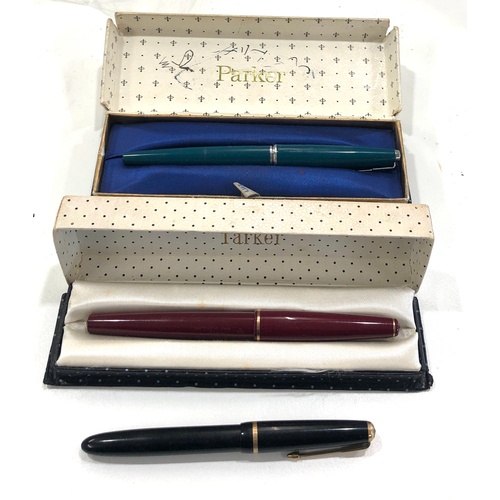 1098 - 3 x Assorted vintage Parker fountain pens inc lady, slimfold, original boxes