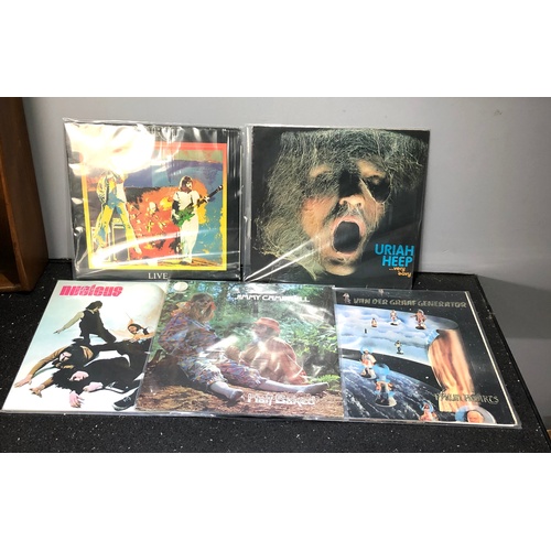 1105 - 5 Prog rock records includes Uriah Heap Nucleus , Pawn Hearts Van Der Graaf Generator, Spirit, and J... 