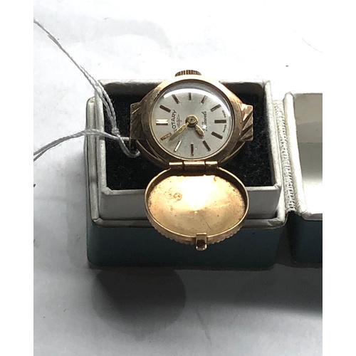 530 - Vintage 9ct gold Rotary ring watch weight 8.2g watch winds an ticks but no warranty given