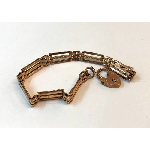 536 - Vintage 9ct rose gold gate bracelet 15.9 g