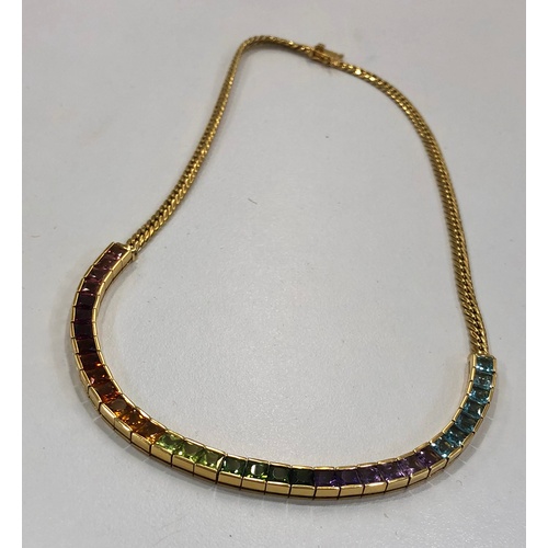 548 - 18ct Gold stone set necklace weight approx 27.3g