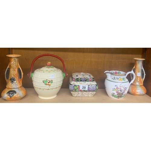 29 - Shelf of miscellaneous pottery