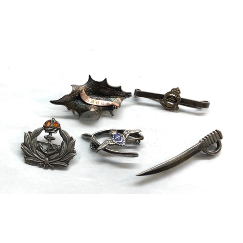 83 - 5 Military silver sweetheart brooches