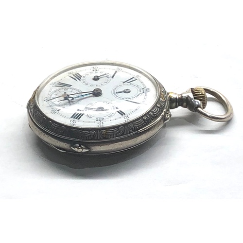 212 - Continental silver calendar pocket watch the watch winds and ticks but no warranty given case measur... 