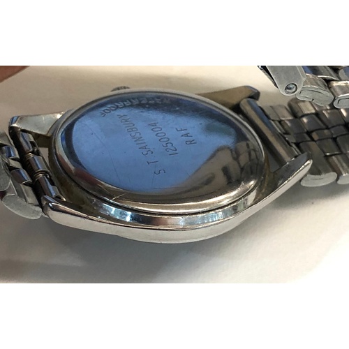 272 - Military RAF Omega Ranchero gents wristwatch military marks on cover S.T.Sainsbury 1250004 RAF stain... 