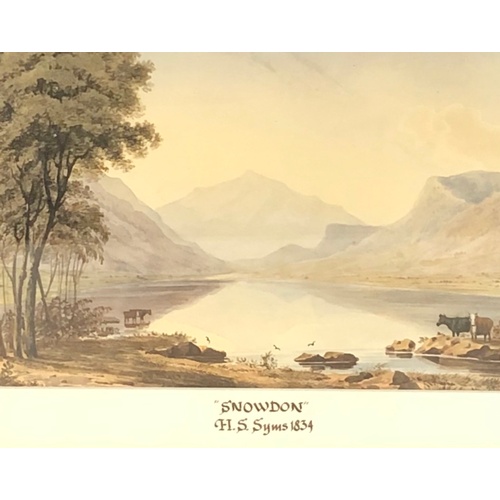 389 - Framed watercolour Snowdon by H.S.Syms 1834