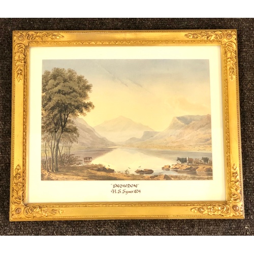 389 - Framed watercolour Snowdon by H.S.Syms 1834