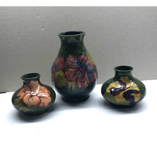 376 - 3 vintage Moorecroft vases largest measures height 13.7cm and 7.2cm