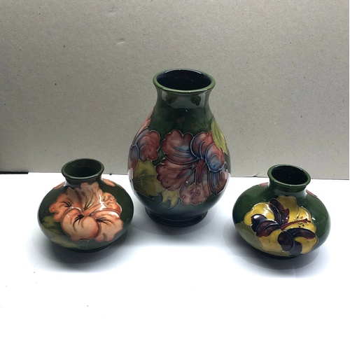 376 - 3 vintage Moorecroft vases largest measures height 13.7cm and 7.2cm