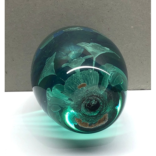 367 - Victorian green glass flower dump paperweight height 11.5cm